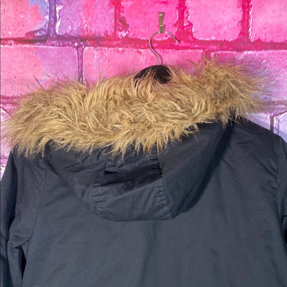 Miss London Faux Fur Hooded Parka Jacket Quilted - Small Black - Picture 5 of 9